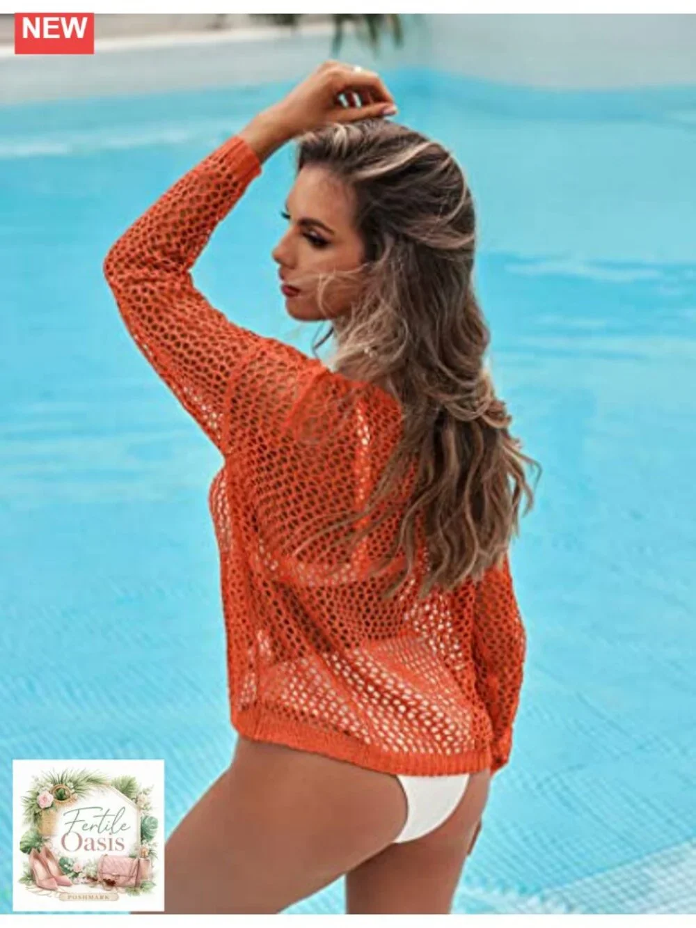 Women's Crochet Long Sleeve Hollow Out Swim Cover Up Beach Bikini Summer Tunic